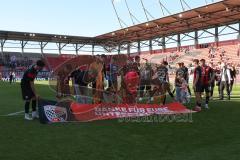 3. Liga - Saison 2024/25 - FC Ingolstadt 04 - SV Wehen Wiesbaden - Das Spiel ist aus - Banner - Choreo -- Foto: Meyer Jürgen