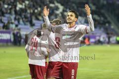 3. Liga; Erzgebirge Aue - FC Ingolstadt 04; Tor Jubel Treffer Fredrik Carlsen (8, FCI) 0:1