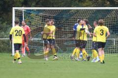 Kreisliga- Saison 2024/25- TSV Ober./Unterh.stadt - FC Hitzhofen /Oberzell -  -  Der 0:1 Führungstreffer durch - Dominic Filser gelb Hitzhofen  - Ali Cakmakci Torwart Oberh.stadt - jubel -  - Foto: Meyer Jürgen