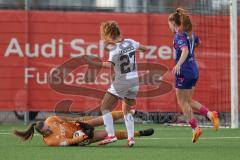 2. Bundesliga Frauen - Saison 2025/26 - FC Ingolstadt 04 Frauen - FSV Mainz - Torwart Anna-Lena Daum (Nr.22 - FC Ingolstadt Frauen I) - Leonie Haberäcker (Nr.27 - FC Ingolstadt Frauen I) - Pageler Maja blau Mainz - Foto: Meyer Jürgen