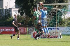 Landesliga - Saison 2024/25 - SV Manching - TSV Schwabmünchen - Cedric Sengl (Nr.16 - SV Manching) - Zeche Fabio Torwart Schwabmünchen - Foto: Meyer Jürgen