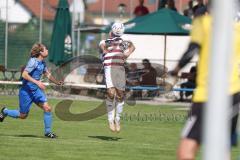 Kreisliga- Saison 2024/25- SV Hundszell - SV Kasing -  - Georg Glas blau Hundszell - Frederik Bezdeka Torwart Hundszell - Patrick Rzepka weiss Kasing - Foto: Meyer Jürgen