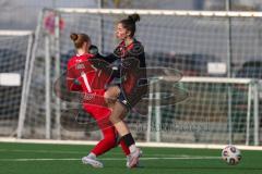 ***2. Bundesliga Frauen - Saison 2025/26 - FC Ingolstadt 04 Frauen - SV Meppen - Emma Kusch (Nr.9 - FC Ingolstadt Frauen I) - Farwick Thea Torwart Meppen  - Foto: Meyer Jürgen