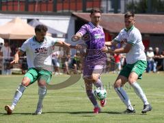 Testspiel - Saison 2026/27 - VFB Eichstätt - FC Ingolstadt 04 - Julian Kügel (Nr.29 - FCI) - Bastian Bösl (Nr.5 - VFB Eichstätt) - Daniel Spies (Nr.4 - VFB Eichstätt) - Foto: Meyer Jürgen