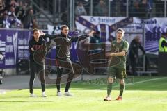 3. Liga; Erzgebirge Aue - FC Ingolstadt 04; Niederlage, hängende Köpfe Cheftrainerin Sabrina Wittmann (FCI) Co-Trainer Fabian Reichler (FCI) Felix Keidel (43, FCI)