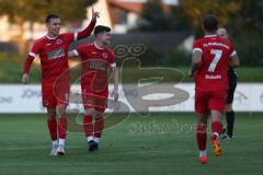 Landesliga - Saison 2024/25 - SV Manching - FSV Pfaffenhofen -  Der 0:1 Führungstreffer durch - Untersänger Maurice rot Pfaffenhofen -  jubel -  - Foto: Meyer Jürgen