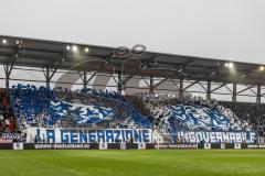 3. Liga; FC Ingolstadt 04 - TSV 1860 München; vor dem Spiel Fan Fankurve Banner Fahnen Spruchband Choreografie München