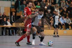 Lotto Bayern Hallencup - Saison 2024/25 - Türkisch SV Ingolstadt - TSV Ober./Unterhaunstadt- Nikola Kamenjasevic grau Ober./Unterhaunstadt  - Onur Keskin rot Türkisch - Foto: Meyer Jürgen