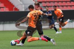 3.Liga - Saison 2023/2024 - Freundschaftsspiel - FC Ingolstadt 04 - SpVgg Unterhaching - Pascal Testroet (Nr.37 - FCI) - Dennis Waidner (Nr.39 - Unterhaching) - Foto: Meyer Jürgen