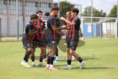 Bayernliga Nord - Saison 2024/25 - FC Ingolstadt 04 II - TSV Karlburg -  Der 1:0 Führungstreffer durch Micah Ham (Nr.25 - FCI U21) - jubel - - XXXXX - Foto: Meyer Jürgen