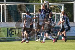 Bezirksliga - Saison 2025/26 - TSV Ober./Unterhaunstadt - VFR Garching - Torwart Ali Cakmakci (Nr.1 - TSV Ober-/Unterh.stadt) - Gottfried Agbavon schwarz Garching - Foto: Meyer Jürgen