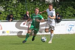 Relegation - Bezirksliga - Saison 2024/25 - FC Gerolfing - Tus Raubling - Lukas Achhammer (Nr.9 - FC Gerolfing) - Sebastian Pichler weiss Raublin - Foto: Meyer Jürgen