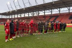 3. Liga; FC Ingolstadt 04 - TSV Havelse; nach dem Spiel Sieg Jubel Freude 3:1 Spieler bedanken sich bei den Fans