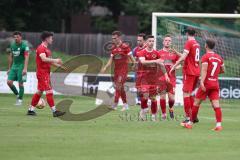 Landesliga - Saison 2024/25 - SV Manching - FSV Pfaffenhofen - Der 1:1 Ausgleichstreffer durch Jonas Redl rot Pfaffenhofen  - jubel- - Foto: Meyer Jürgen