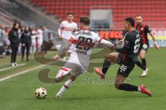 3. Liga; FC Ingolstadt 04 - VfB Stuttgart II; Zweikampf Kampf um den Ball Nothnagel Dominik (29 VFB) Marcel Costly (22, FCI)