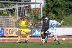 2. Bundesliga Frauen - Saison 2024/25 - FC Ingolstadt 04 Frauen - SG 99 Andernach - Nadja Burkhard (Nr.7 - FCI Frauen) - Van der Laan Laura Torwart Andernach - Engels Klara blau Andernach - Foto: Meyer Jürgen