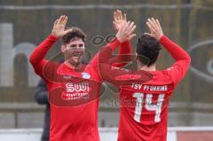 Kreisklasse - Saison 2025/26- TSV Pförring - SV Karlshuld-  - Der 2:1 Führungstreffer durch Simon Böck rot Pförring - jubel - Thomas Höflinger rot Pförring #14 - Foto: Meyer Jürgen