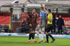 3. Liga; TSV 1860 München - FC Ingolstadt 04; Gelbe Karte  für Max Dittgen (10, FCI) Reinthaler Max (16 TSV) debattiert