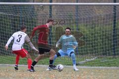 Bezirksliga - Saison 2024/25 - FC Fatih Ingolstadt - SpVgg Kammerberg - Torwart Marco Ernhofer (Nr.22 - FC Fatih) - Florian Machl rot Kammerberg - Eduard Hardok (Nr.3 - FC Fatih) - Foto: Meyer Jürgen