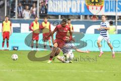 3. Liga; MSV Duisburg - FC Ingolstadt 04; Zweikampf Kampf um den Ball Marcel Costly (22, FCI) Bulic Rasim (6 MSV) Sussek Patrick (37 MSV)