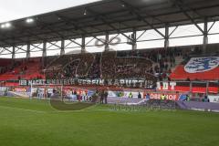 3.Liga - Saison 2022/2023 - FC Ingolstadt 04 -  - FC Freiburg II - Enttäuschte Gesichter nach dem Spiel - Spruchband - Choreo - Fans - Banner - Foto: Meyer Jürgen