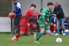 Kreisklasse - Saison 2025/26- TSV Pförring - SV Karlshuld-  - Simon Böck rot Pförring - Tobias Walter grün Karlshuld - Foto: Meyer Jürgen