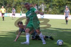 Bezirksliga - Saison 2024/25 - FC Gerolfing - SpVgg Feldmoching - Stefan Hoffmann (Nr.8 - FC Gerolfing) - Dino Tadic grau Feldmoching - Foto: Meyer Jürgen