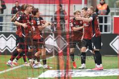3. Liga; FC Ingolstadt 04 - Rot-Weiss Essen; Tor Jubel Treffer Jonas Scholz (15, FCI) Max Plath (14 FCI) Lars Lokotsch (13, FCI) Emre Gül (5, FCI) Benjamin Kanuric (37 FCI)