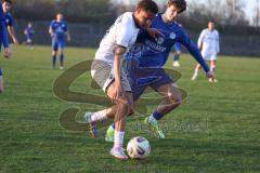 Bayernliga Nord - Saison 2025/26 - FC Ingolstadt 04 II - Würzburger FV - Micah Ham (Nr.25 - FC Ingolstadt II) - Fabio Gobbo blau Würzburg - Foto: Meyer Jürgen
