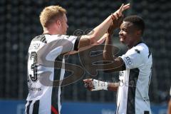 3. Liga - Saison 2026/27 - SC Sonnenhof Großaspach - FC Ingolstadt 04 - Der 0:2 Treffer durch Lars Lokotsch (Nr.13 - FCI) - jubel -  - Obed Ugondu (Nr.17 - FCI) - Foto: Meyer Jürgen