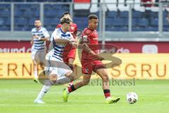 3. Liga; MSV Duisburg - FC Ingolstadt 04; Zweikampf Kampf um den Ball Fleckstein Tobias (5 MSV) Marcel Costly (22, FCI)