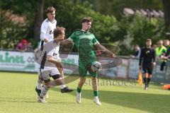 Relegation - Bezirksliga - Saison 2024/25 - FC Gerolfing - Tus Raubling - David Simm (Nr.19 - FC Gerolfing) - Franz Mangstl weiss Raubling - Foto: Meyer Jürgen