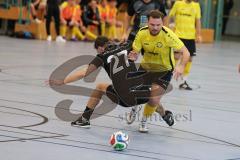Lotto Bayern Hallencup - Lindenkreuzhalle Saison 2024/25 - FC Hitzhofen - DJK München - Christoph Thomas gelb Hitzhofen - Marcel Scheingraber schwarz München - Foto: Meyer Jürgen