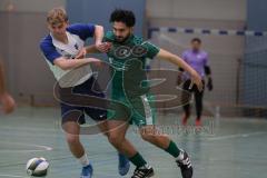 Hallenturnier Ingolstadt Nord - Saison 2024/25 - FC Geisenfeld - TSV Etting - Furkan Bayraktar grün Geisenfeld - Juri Braun weisss Etting - Foto: Meyer Jürgen