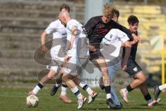 Bayernliga Nord - Saison 2025/26 - FC Ingolstadt 04 II - SpVgg Bayern Hof - Patrick Bachmann (Nr.8 - FC Ingolstadt II) - Maximilian Weiß weiss Bayern Hof  - Foto: Meyer Jürgen