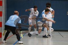 Hallenturnier MTV Ingolstadt - Saison 2025/26 - MTV Ingolstadt - Reichertshofen - Ivan Covic TW MTV - Andreas Tkac blau MTV - Efe Bulut weiss Reichertshofen - Foto: Meyer Jürgen