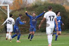 Bezirksliga - Saison 2024/25- TSV Gaimersheim - ASV Dachau - Der 0:1 Führungstreffer durch Leonardo Di Pasquale Dachau rechts - Moritz Linke blau Dachau mitte - jubel -  - XXXXX - Foto: Meyer Jürgen