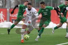AUDI - Schanzer Amateurcup - Finale -  2026  - SV Hundszell - SV Denkendorf - Emre Arik weiss Hundszell - Jonas Löffler grün Denkendorf - Foto: Meyer Jürgen