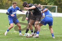 Bezirksliga - Saison 2025/26 - TSV Ober./Unterhaunstadt -  TSV Gaimersheim - Philipp Stipic (Nr.6 - TSV Gaimersheim) - Quendrim Hoti (Nr.4 - TSV Gaimersheim) mitte  - Nail Dizdarevic blau Ober/Unterh.stadt - Foto: Meyer Jürgen