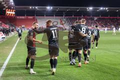 3. Liga; FC Ingolstadt 04 - Energie Cottbus; Tor Jubel Treffer Sebastian Grönning (11, FCI) und David Kopacz (29, FCI) jubelt, Mladen Cvjetinovic (19, FCI) Benjamin Kanuric (8, FCI)