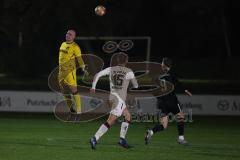 Landesliga - Saison 2024/25 - SV Manching - TSV Aindling - Schmidt Kevin Torwart Aindling unterschätzt den Ball und Fabian Neumayer (Nr.9 - SV Manching) hat eine Torchance - Menhart Noah weiss Aindling - Foto: Meyer Jürgen