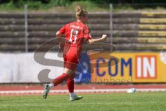 DFB - Pokal Frauen 1. Runde - Saison 2023/2024 - FC Ingolstadt 04 - FC Carl Zeiss Jena - Der 1:2 Anschlusstreffer durch Nina Penzkofer (Nr.13 - FCI Frauen) - jubel - Janning Jasmin Torwart Jena - Foto: Meyer Jürgen