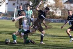 Landesliga - Saison 2025/26 - SV Manching - TSV Schwabmünchen - Rainer Meisinger (Nr.8 - SV Manching) - Schmid Manuel schwarz Schwabmünchen - Foto: Meyer Jürgen
