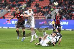 3. Liga; FC Ingolstadt 04 - Erzgebirge Aue; Mladen Cvjetinovic (19, FCI) Zweikampf Kampf um den Ball Vukancic Niko (4 Aue) Lukas Fröde (34, FCI) am Boden