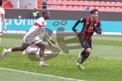 3. Liga; FC Ingolstadt 04 - VfB Stuttgart II; Tor Jubel Treffer Deniz Zeitler (38, FCI) in der ersten Minute 1:0, Amaniampong Kaden (2 VFB)