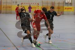 Lotto Bayern Hallencup - Finale - Lindenkreuzhalle Saison 2024/25 - FC Türk Sport Garching - Türk SV Ingolstadt - Dardan Berisha schwarz Türk Sport Garching - Abdulhamit Zorlu schwarz Türk Sport Garching - Anil Kayrancioglu rot Türk Ing. -  - Foto: Meyer 