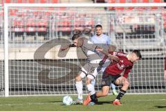 Testspiel; 1. FC Nürnberg - FC Ingolstadt 04 - Mladen Cvjetinovic (19, FCI) Zweikampf Kampf um den Ball Justvan Julian (10 FCN)