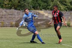 Bayernliga Nord - Saison 2024/25 - FC Ingolstadt 04 II - TSV Karlburg - Micah Ham (Nr.25 - FCI U21) mit dem 3:0 Führungstreffer - Leon Zwickl Torwart Karlsburg - jubel - - XXXXX - Foto: Meyer Jürgen