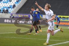 3.Liga - Saison 2022/2023 - 1. FC Saarbrücken - FC Ingolstadt 04 - Patrick Schmidt (Nr.9 - FCI) verlängert den Ball zum 3:3 Ausgleichstreffer durch Tobias Bech (Nr.11 - FCI) - Torwart Daniel Batz (Nr.1 - 1.FC Saarbrücken) - jubel - Foto: Meyer Jürgen