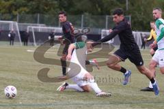*** Bayernliga Nord - Saison 2025/26 - *** FC Ingolstadt 04 II - SC Eltersdorf - Yannik Jassmann weiss Eltersdorf  - Ognjen Draculic (Nr.9 - FC Ingolstadt II) - Foto: Meyer Jürgen
